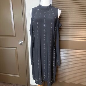 WHBM | Studded Black Cold Shoulder Dress